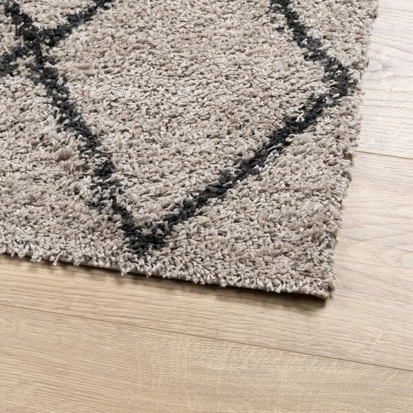 vidaXL Tapis shaggy à poils longs moderne beige anthracite 120x120 cm