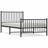 vidaXL Cadre de lit m&eacute;tal sans matelas avec pied de lit noir 100x190cm