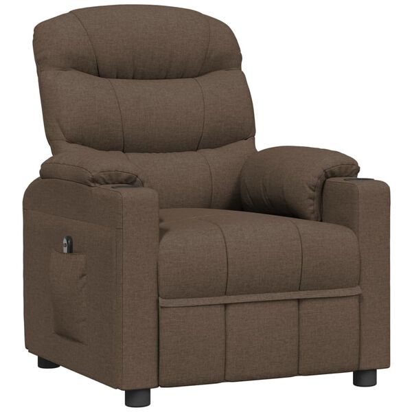 vidaXL Fauteuil inclinable &eacute;lectrique Marron Tissu