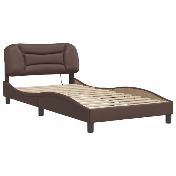 vidaXL Cadre de lit avec LED sans matelas Hvar marron 100x200 cm