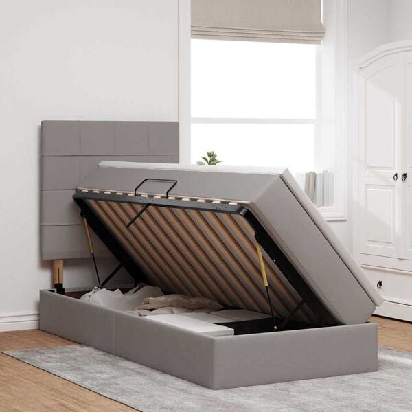 vidaXL Lit avec rangement et matelas Taupe 100 x 200 cm Polyester