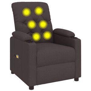 vidaXL Fauteuil de massage Marron fonc&eacute; Tissu