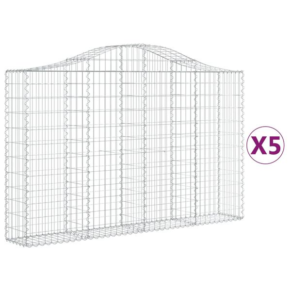 vidaXL Paniers &agrave; gabions arqu&eacute;s 5 pcs 200x30x120/140 cm Fer galvanis&eacute;