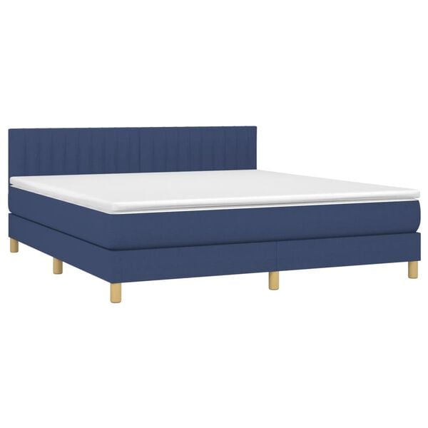 vidaXL Sommier &agrave; lattes de lit avec matelas Bleu 180x200 cm Tissu