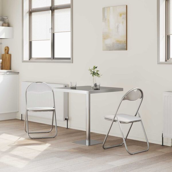 vidaXL Chaise pliante 2 pcs Blanc et Gris 48 x 43,5 x 81 cm