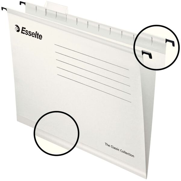 Esselte Classeur &agrave; suspension renforc&eacute;e 25 pcs Blanc