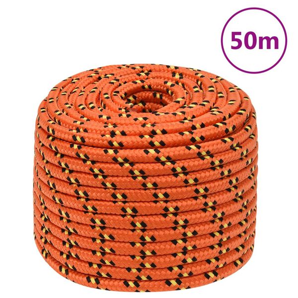 vidaXL Corde de bateau Orange 12 mm 50 m Polypropylène