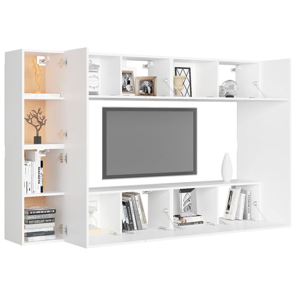 vidaXL Ensemble de meubles TV 8 pcs Blanc Bois d'ing&eacute;nierie