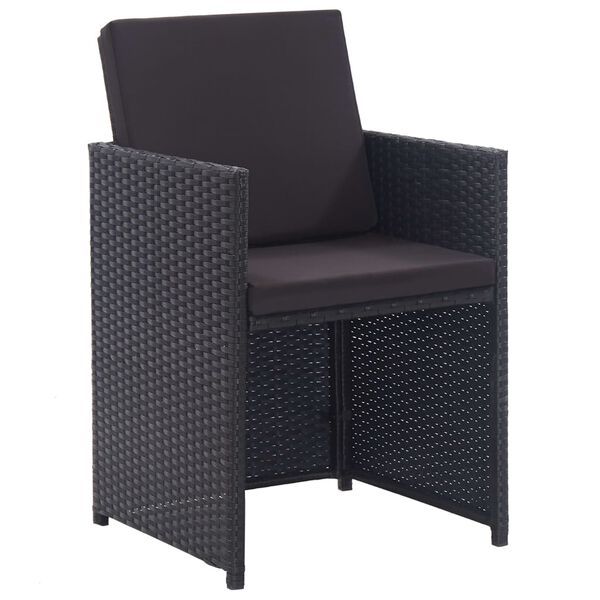 vidaXL Ensemble &agrave; manger d'ext&eacute;rieur 15 pcs avec coussins rotin Noir