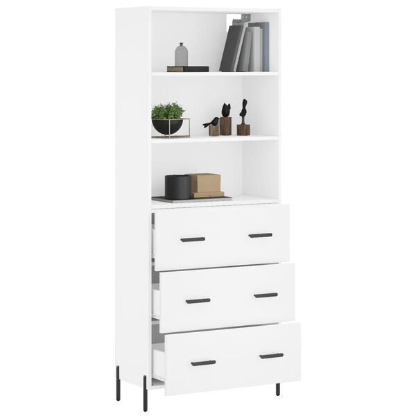 vidaXL Buffet haut Blanc 69,5x34x180 cm Bois d'ing&eacute;nierie