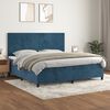 vidaXL Sommier &agrave; lattes de lit et matelas Bleu fonc&eacute; 200x200cm Velours