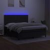 vidaXL Sommier &agrave; lattes de lit et matelas et LED Noir 180x200 cm Tissu