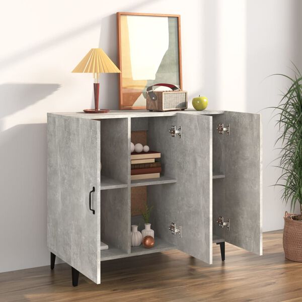 vidaXL Buffet gris béton 90x34x80 cm bois d'ingénierie