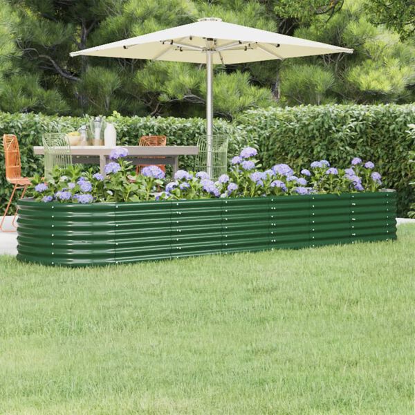 vidaXL Lit surélevé de jardin Acier galvanisé 296x80x36 cm Vert