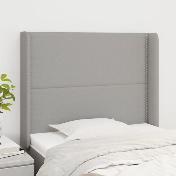 vidaXL T&ecirc;te de lit avec oreilles Gris clair 103x16x118/128 cm Tissu