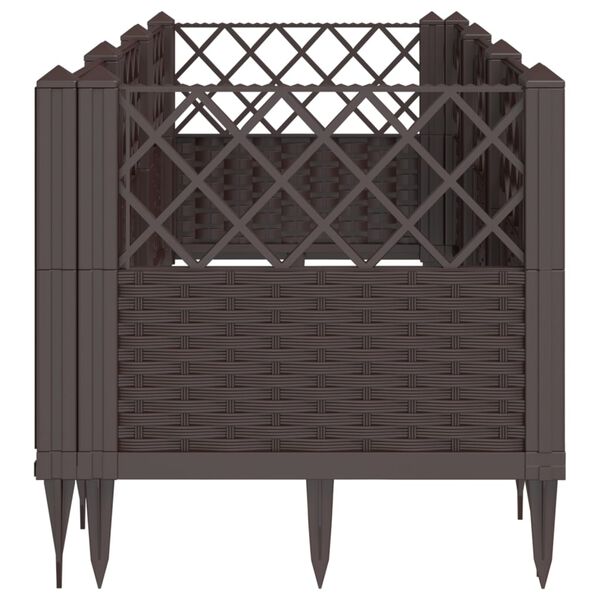 vidaXL Jardinière avec piquets marron 123,5x43,5x43,5 cm PP