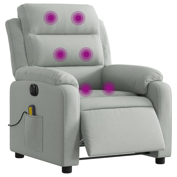 vidaXL Fauteuil inclinable &eacute;lectrique de massage gris clair velours