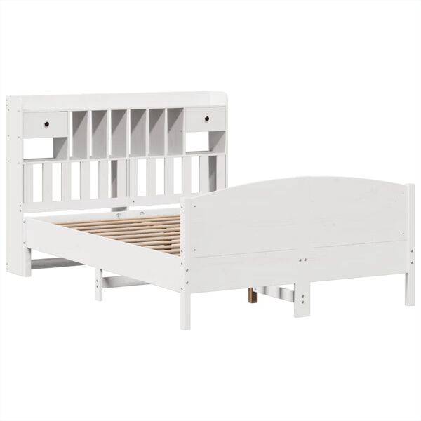 vidaXL Lit biblioth&egrave;que sans matelas blanc 160x200 cm bois pin massif