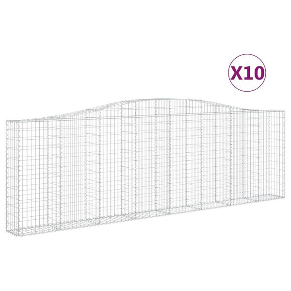vidaXL Paniers &agrave; gabions arqu&eacute;s 10 pcs 400x30x120/140 cm Fer galvanis&eacute;