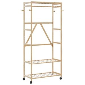 vidaXL Porte-v&ecirc;tements et &eacute;tag&egrave;res et roulettes 90x40x179,5 cm bambou