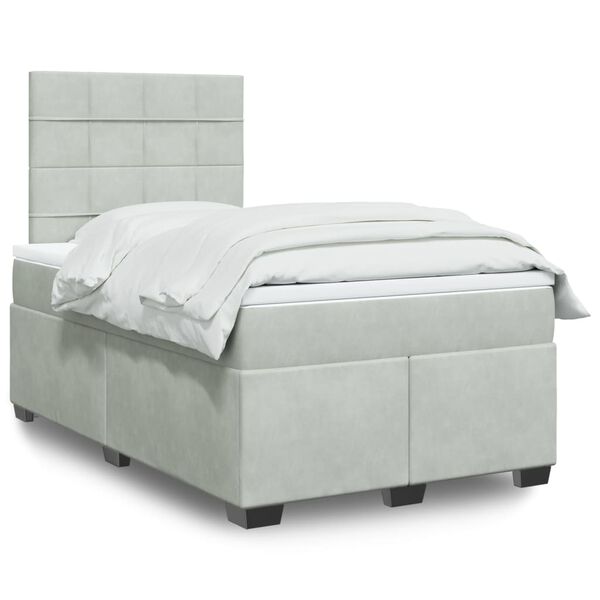 vidaXL Sommier &agrave; lattes de lit et matelas gris clair 120x190cm velours