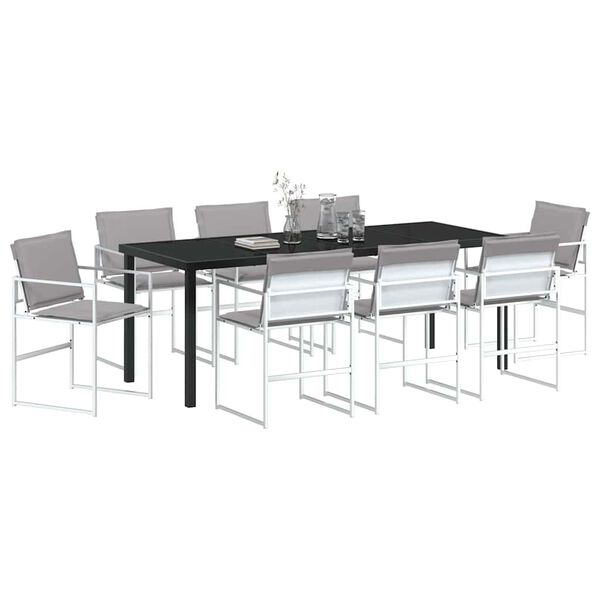 vidaXL Ensemble de salle &agrave; manger pour jardin 9 pcs Blanc