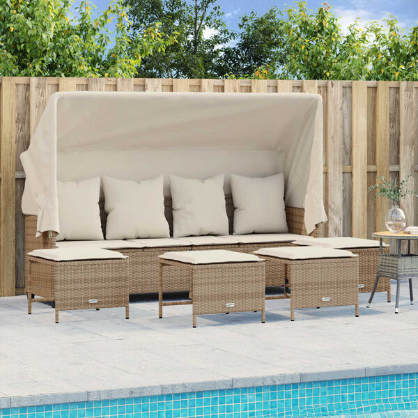 vidaXL Salon de jardin avec coussins 5 pcs beige r&eacute;sine tress&eacute;e