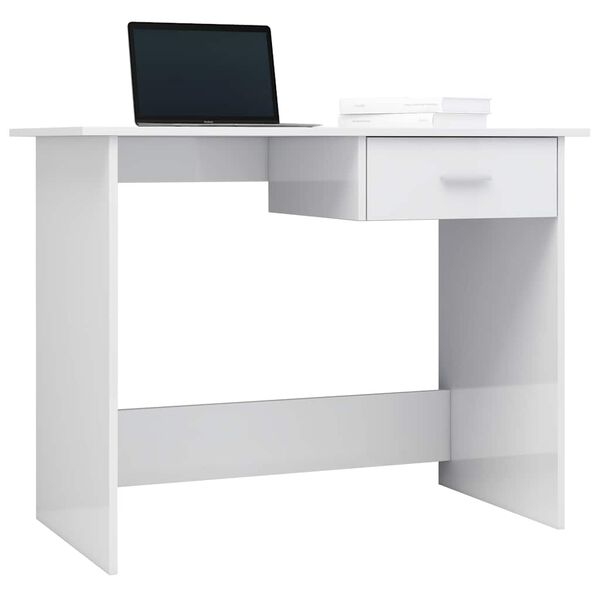 vidaXL Bureau Blanc brillant 100x50x76 cm Bois d&rsquo;ing&eacute;nierie