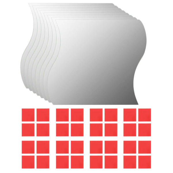 vidaXL Miroir mural 8 pcs 20 x 20 cm Ondul&eacute; Verre