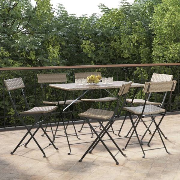 vidaXL Chaises de bistrot pliantes lot de 6 Gris R&eacute;sine tress&eacute;e acier
