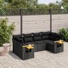 vidaXL Salon de jardin 6 pcs avec coussins noir r&eacute;sine tress&eacute;e