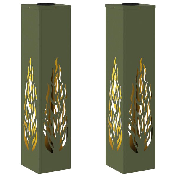 vidaXL Lumi&egrave;re de chemin LED solaire 2 pcs Vert olive