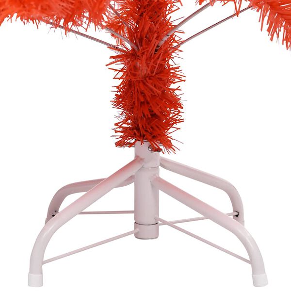 vidaXL Arbre de No&euml;l artificiel pr&eacute;-&eacute;clair&eacute; et boules rouge 120 cm PVC