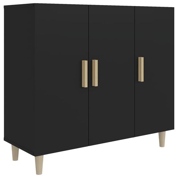 vidaXL Buffet noir 90x34x80 cm bois d'ingénierie