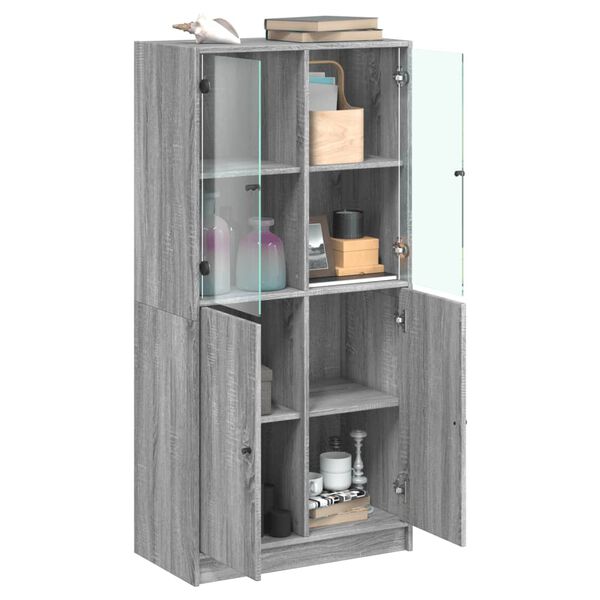 vidaXL Buffet haut avec portes gris sonoma 68x37x142cm bois ing&eacute;nierie