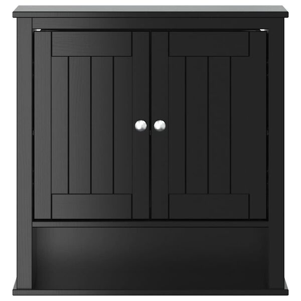 vidaXL Armoire murale de salle de bain BERG noir bois massif