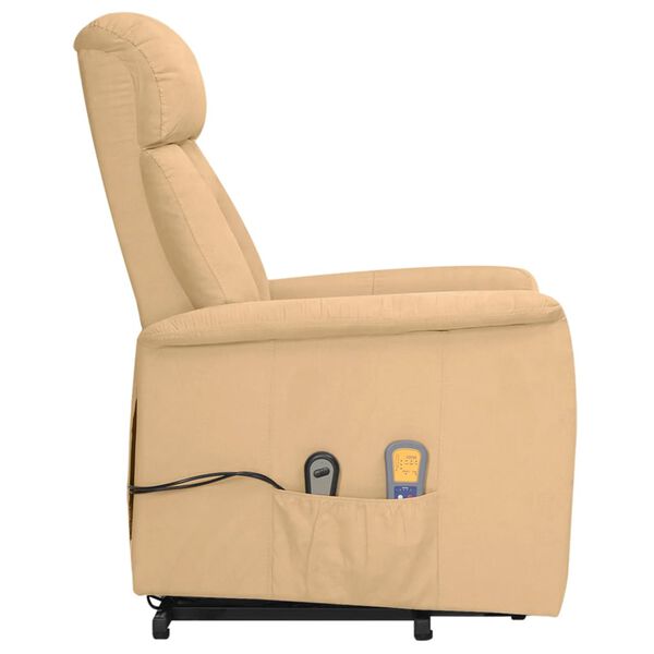 vidaXL Fauteuil de massage Cr&egrave;me Tissu microfibre