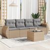 vidaXL Salon de jardin avec coussins 5 pcs beige r&eacute;sine tress&eacute;e