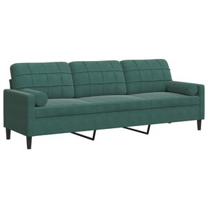 vidaXL Canap&eacute; 3 places avec oreillers vert fonc&eacute; 210 cm velours