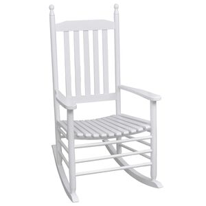 vidaXL Chaise &agrave; bascule avec si&egrave;ge incurv&eacute; Blanc Bois