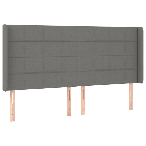vidaXL T&ecirc;te de lit avec oreilles Gris fonc&eacute; 203x16x118/128 cm Tissu