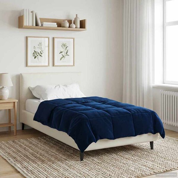 vidaXL Duvet d'hiver Matelass&eacute; Bleu fonc&eacute; 155 x 220 cm Microfibre