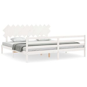 vidaXL Cadre de lit sans matelas blanc 200x200 cm bois massif