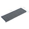 vidaXL Tapis d'escalier 15 pi&egrave;ces 65 x 21 x 4 cm Gris clair et bleu Bord rectangulaire