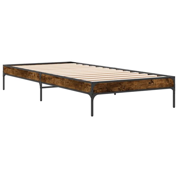 vidaXL Cadre de lit sans matelas ch&ecirc;ne fum&eacute; 100x200 cm