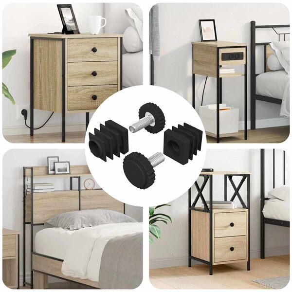 vidaXL Niveleurs de meubles R&eacute;glable 2 pcs Noir M6 PP