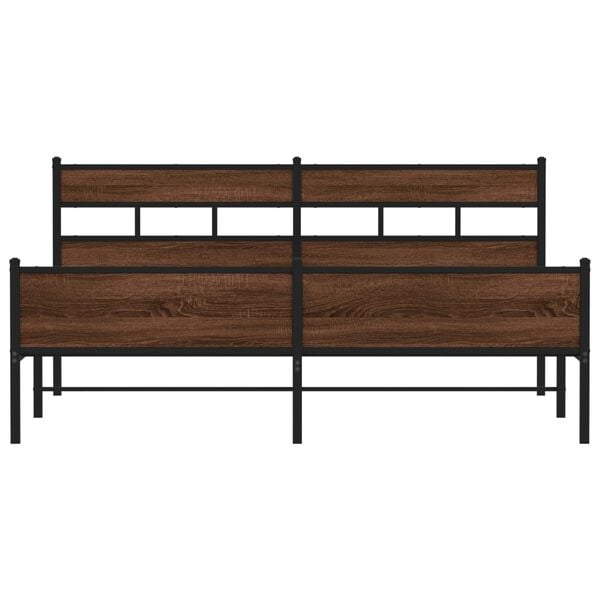 vidaXL Cadre de lit en m&eacute;tal sans matelas ch&ecirc;ne marron 180x200 cm
