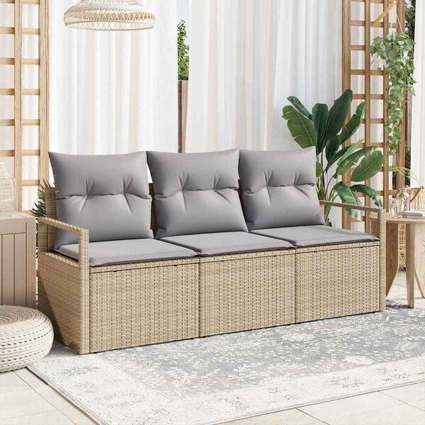 vidaXL Ensemble de canap&eacute; de jardin 3 pcs Beige et Gris clair