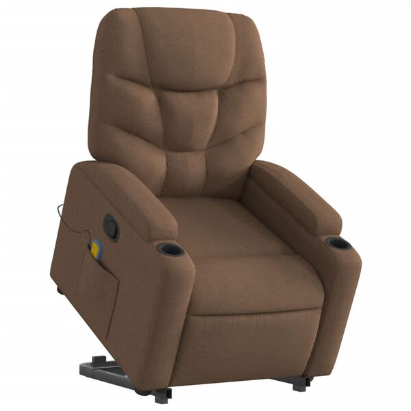 vidaXL Fauteuil de massage inclinable Marron Tissu