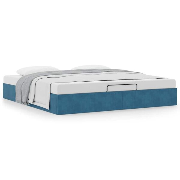 vidaXL Cadre de lit ottoman sans matelas bleu foncé 200x200 cm velours